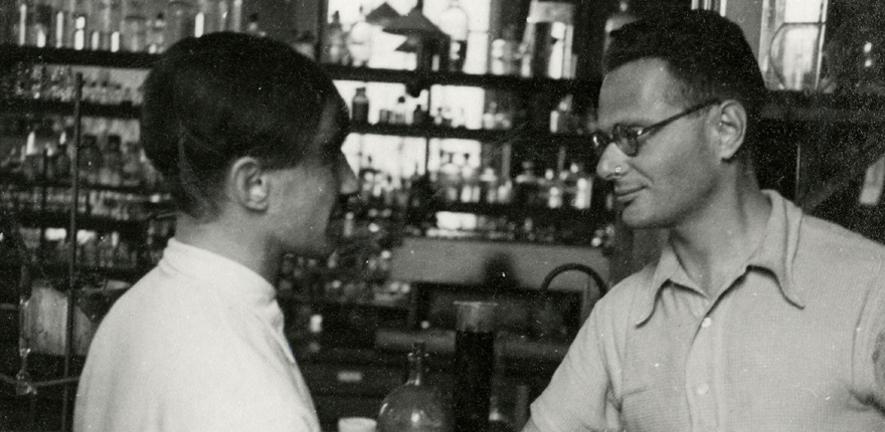 Weil-Malherbe and Krebs in a laboratory, c1934 Weil-Malherbe and Krebs in a laboratory, c1934